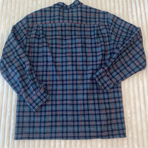 Pendleton Board Shirt Blue and Green Plaid Wool Shirt Loop Collar - Picture 4 of 9